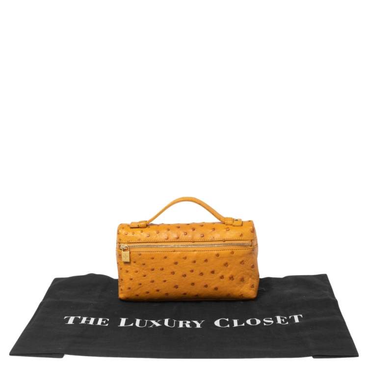 Pre Owned Loro Piana Mustard Ostrich L19 Pouch