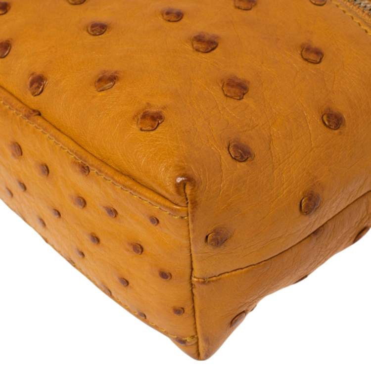 Pre Owned Loro Piana Mustard Ostrich L19 Pouch