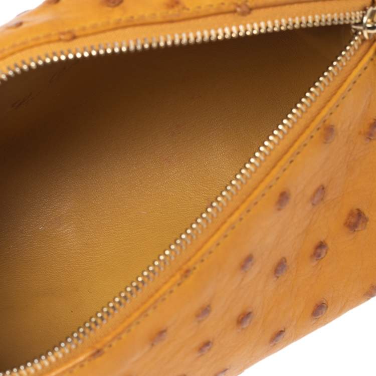Pre Owned Loro Piana Mustard Ostrich L19 Pouch