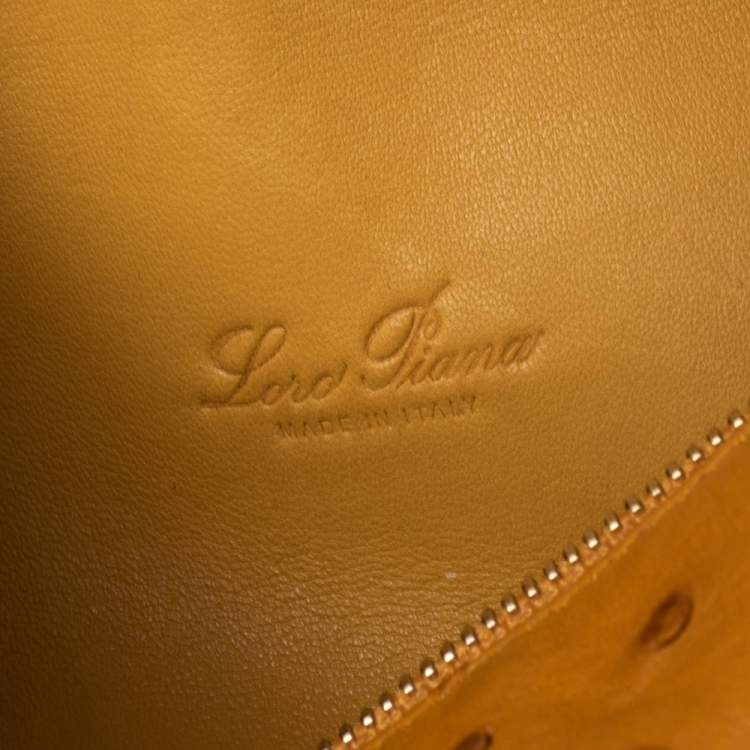 Pre Owned Loro Piana Mustard Ostrich L19 Pouch