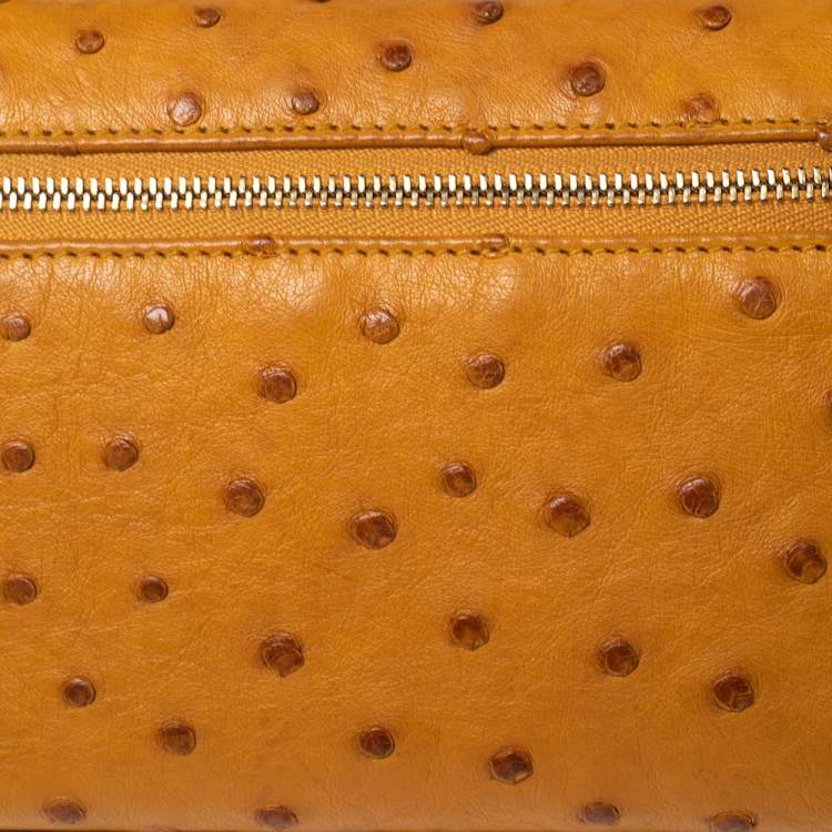 Pre Owned Loro Piana Mustard Ostrich L19 Pouch