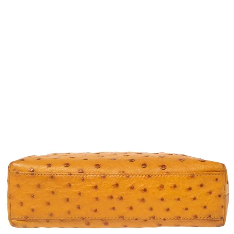Pre Owned Loro Piana Mustard Ostrich L19 Pouch