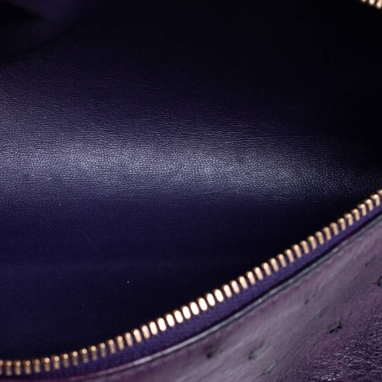 Pre Owned Loro Piana Purple Ostrich L19 Pouch