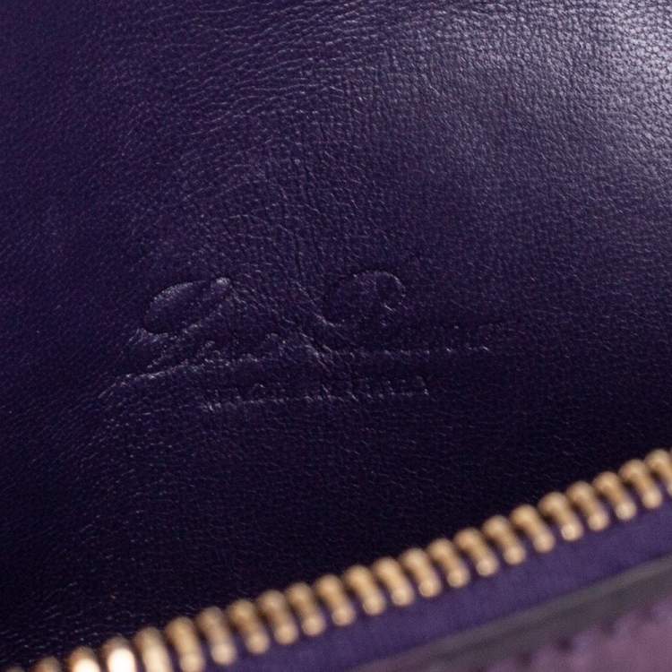 Pre Owned Loro Piana Purple Ostrich L19 Pouch
