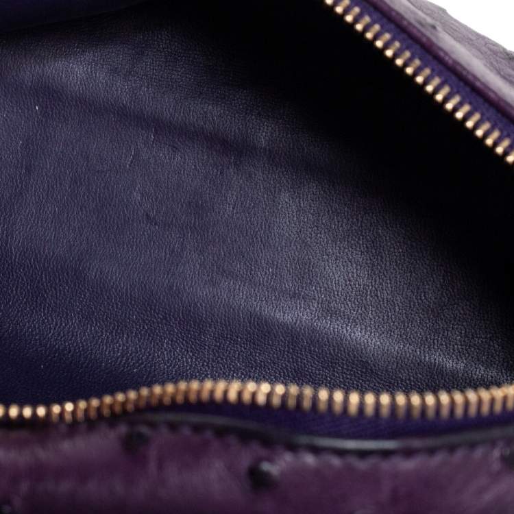 Pre Owned Loro Piana Purple Ostrich L19 Pouch