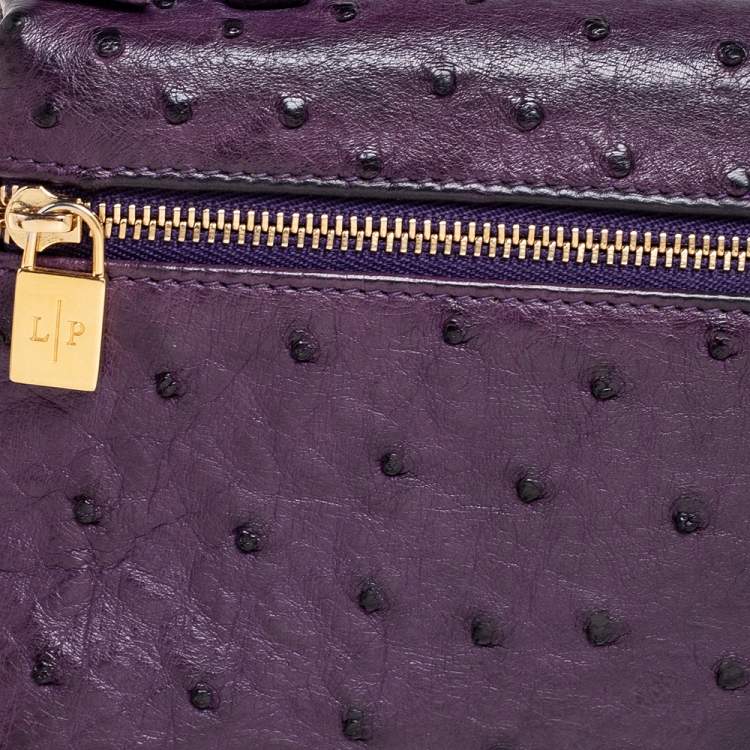 Pre Owned Loro Piana Purple Ostrich L19 Pouch