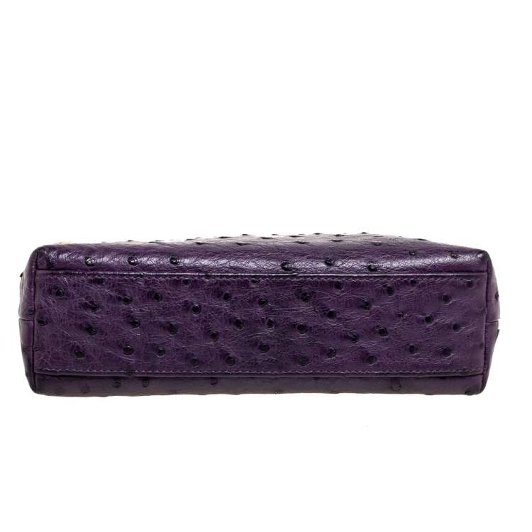 Pre Owned Loro Piana Purple Ostrich L19 Pouch