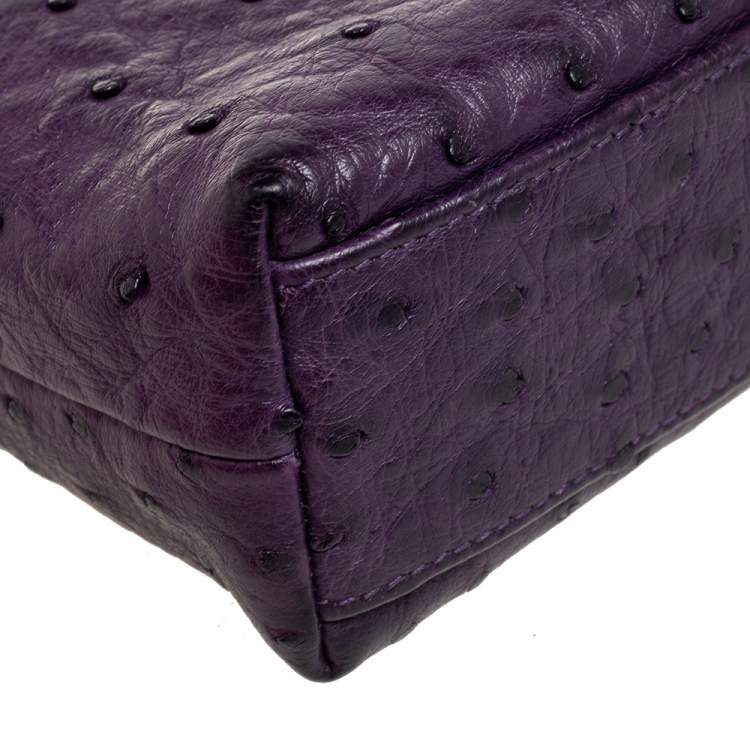 Pre Owned Loro Piana Purple Ostrich L19 Pouch