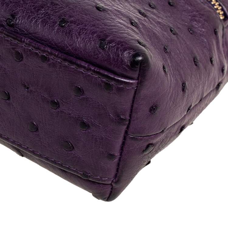 Pre Owned Loro Piana Purple Ostrich L19 Pouch