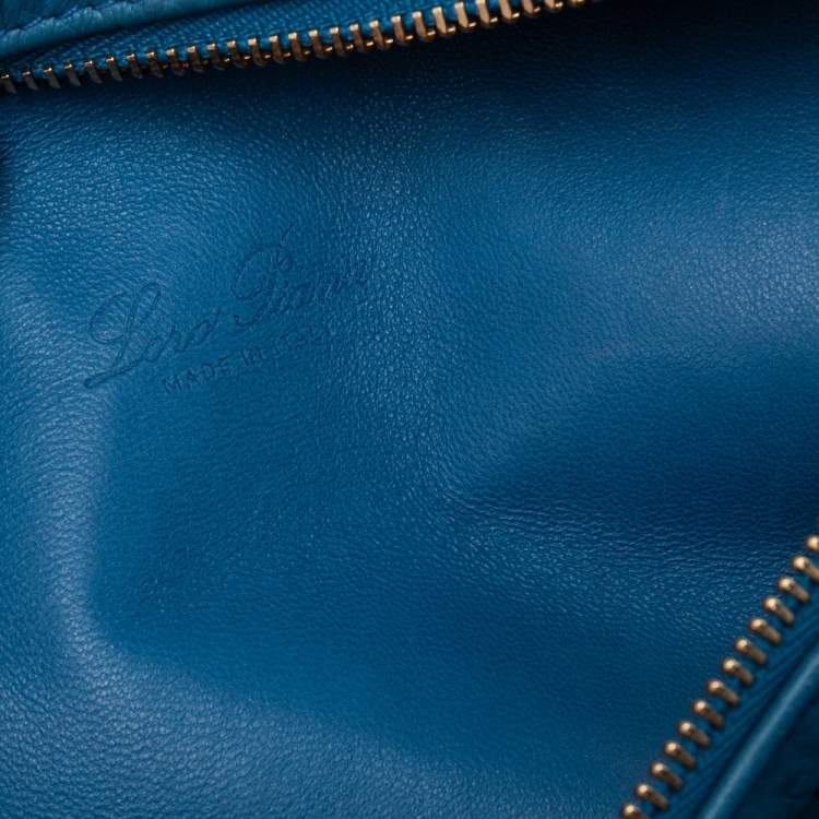 Pre Owned Loro Piana Blue Ostrich Zip L19 Pouch