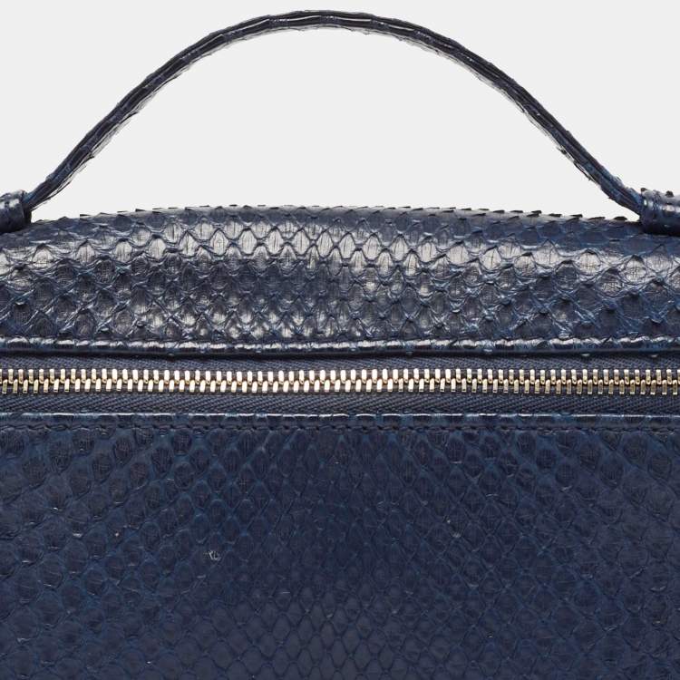 Pre Owned Loro Piana Blue Snakeskin L19 Pouch 