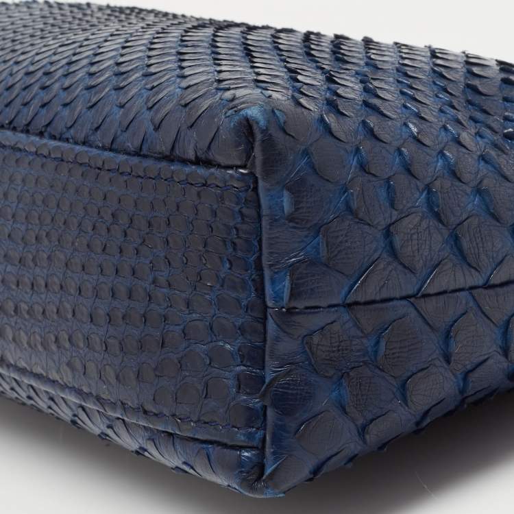 Pre Owned Loro Piana Blue Snakeskin L19 Pouch 