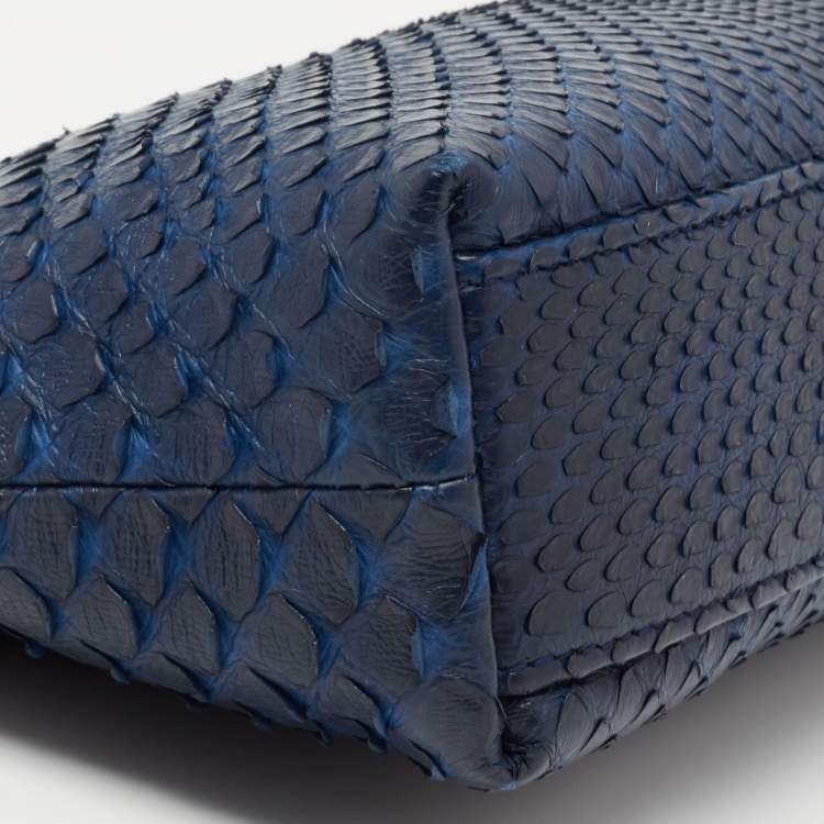 Pre Owned Loro Piana Blue Snakeskin L19 Pouch 
