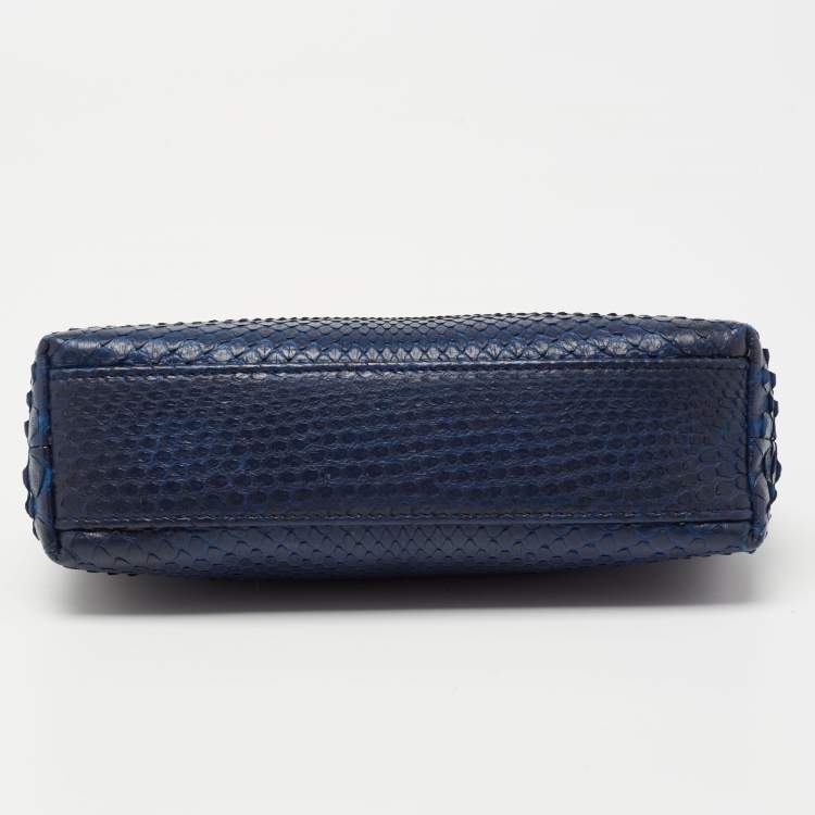 Pre Owned Loro Piana Blue Snakeskin L19 Pouch 