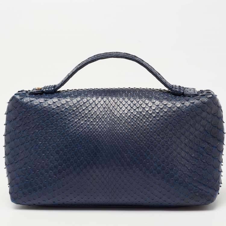 Pre Owned Loro Piana Blue Snakeskin L19 Pouch 