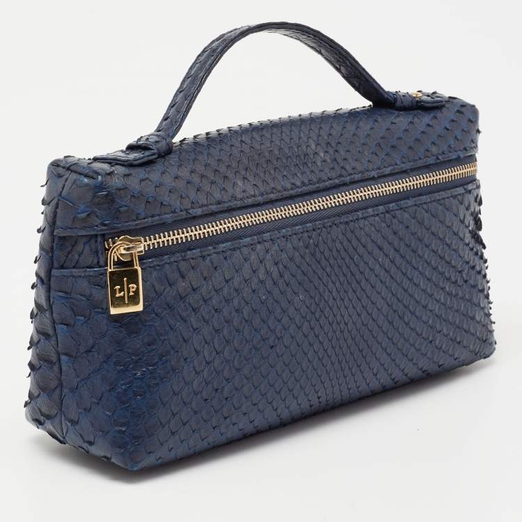 Pre Owned Loro Piana Blue Snakeskin L19 Pouch 