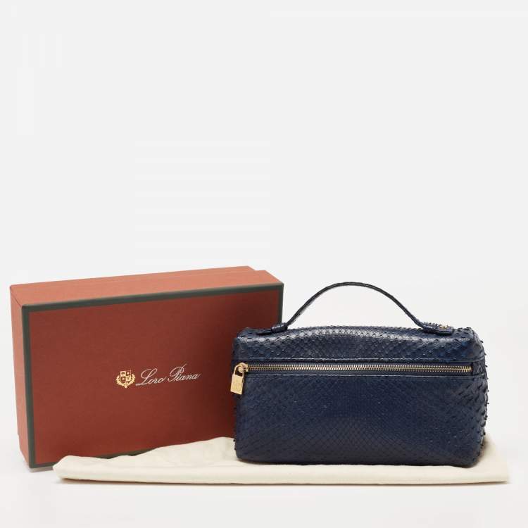 Pre Owned Loro Piana Blue Snakeskin L19 Pouch 