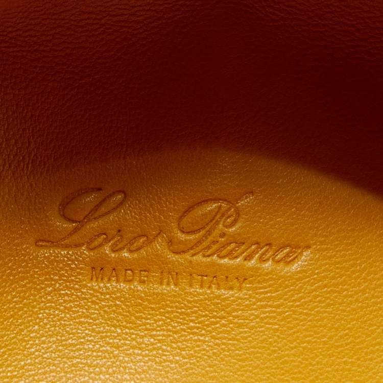 Pre Owned Loro Piana Mustard Ostrich Zip L19 Pouch