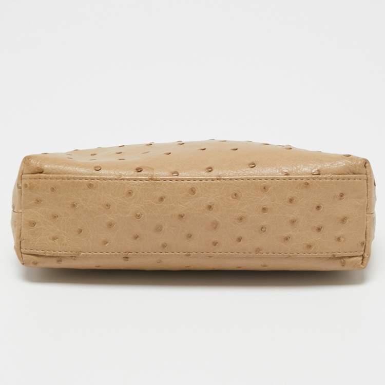 Pre Owned Loro Piana Beige Ostrich L19 Pouch 