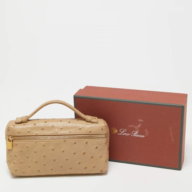 Pre Owned Loro Piana Beige Ostrich L19 Pouch 