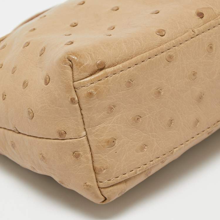 Pre Owned Loro Piana Beige Ostrich L19 Pouch 