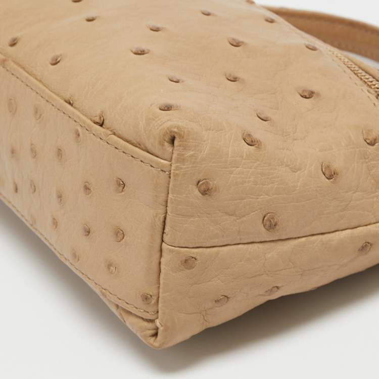 Pre Owned Loro Piana Beige Ostrich L19 Pouch 