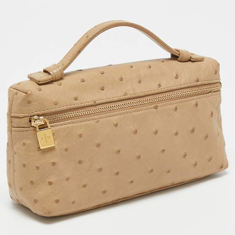 Pre Owned Loro Piana Beige Ostrich L19 Pouch 