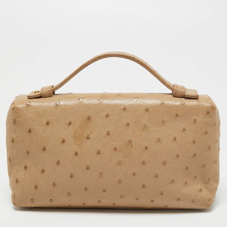 Pre Owned Loro Piana Beige Ostrich L19 Pouch 