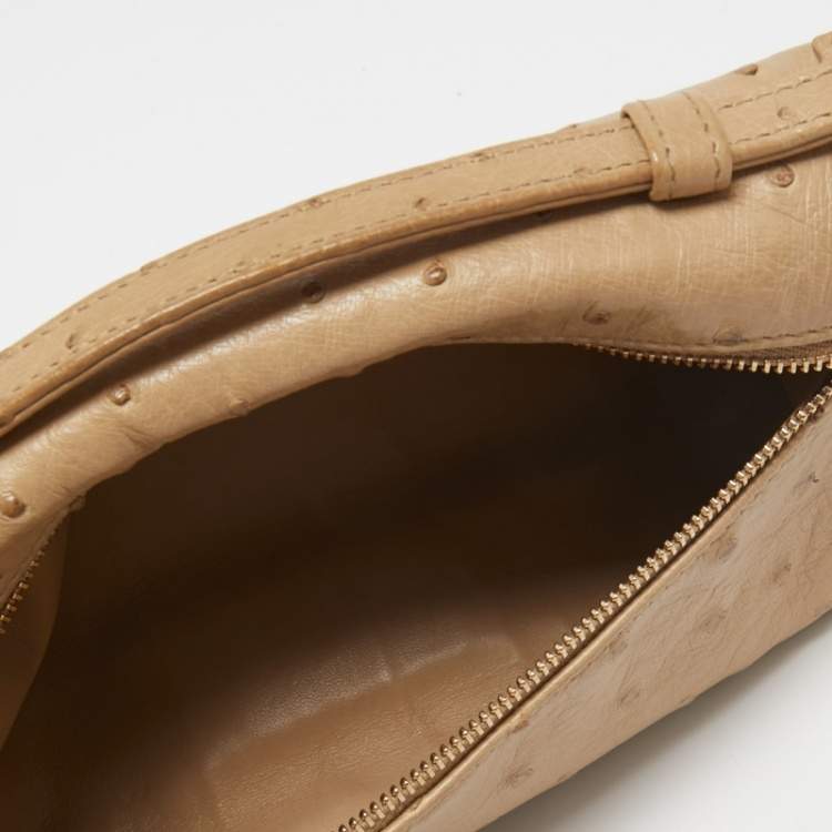 Pre Owned Loro Piana Beige Ostrich L19 Pouch 