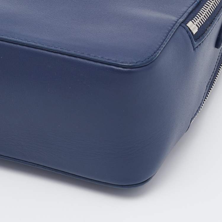 Pre Owned Loro Piana Blue Leather Mini Clui Crossbody Bag