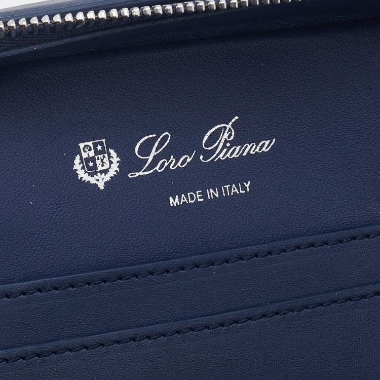 Pre Owned Loro Piana Blue Leather Mini Clui Crossbody Bag