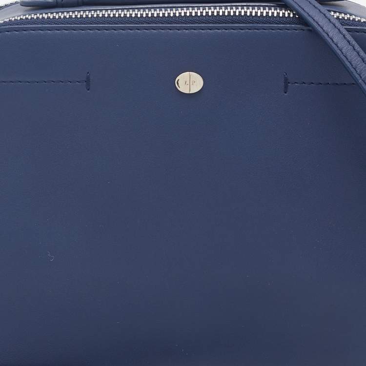 Pre Owned Loro Piana Blue Leather Mini Clui Crossbody Bag