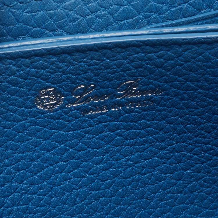Pre Owned Loro Piana Blue Leather Zip Around Wallet