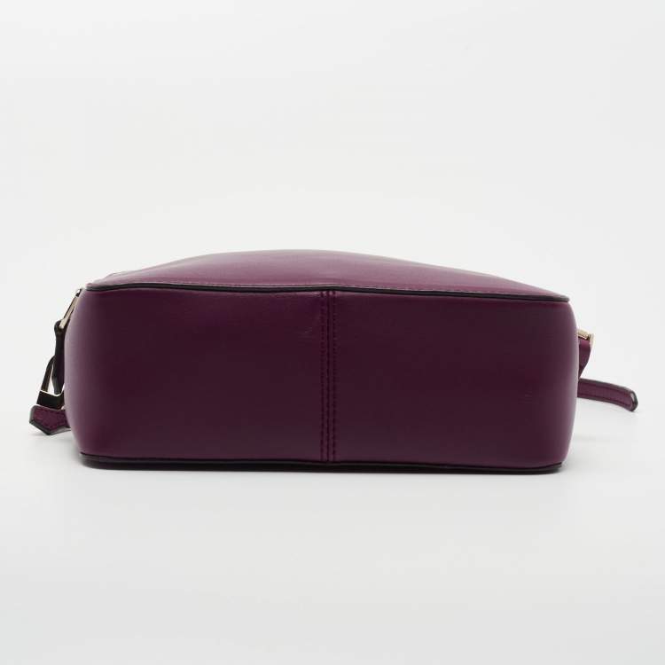 Pre Owned Loro Piana Purple Leather Mini Clui Crossbody Bag