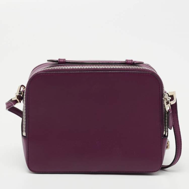 Pre Owned Loro Piana Purple Leather Mini Clui Crossbody Bag