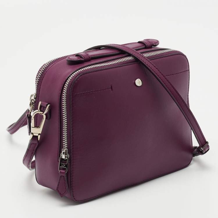 Pre Owned Loro Piana Purple Leather Mini Clui Crossbody Bag