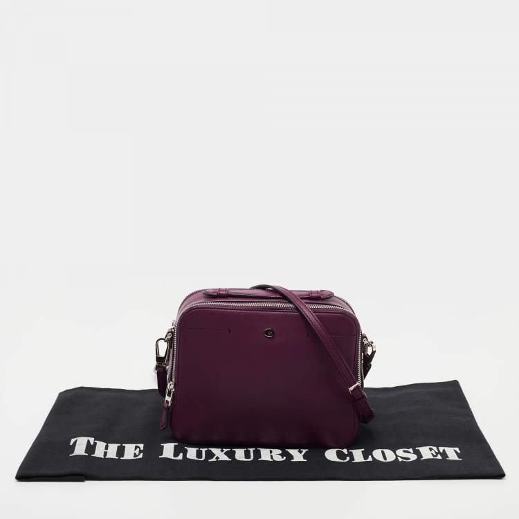 Pre Owned Loro Piana Purple Leather Mini Clui Crossbody Bag
