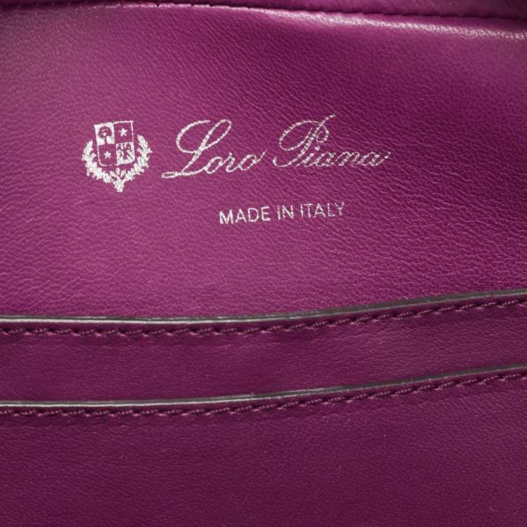 Pre Owned Loro Piana Purple Leather Mini Clui Crossbody Bag