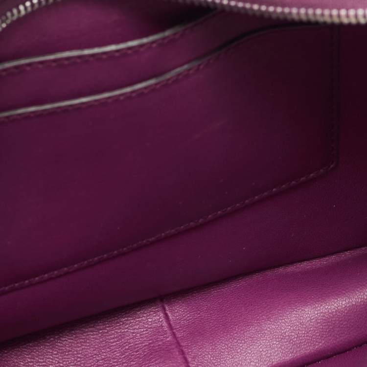 Pre Owned Loro Piana Purple Leather Mini Clui Crossbody Bag