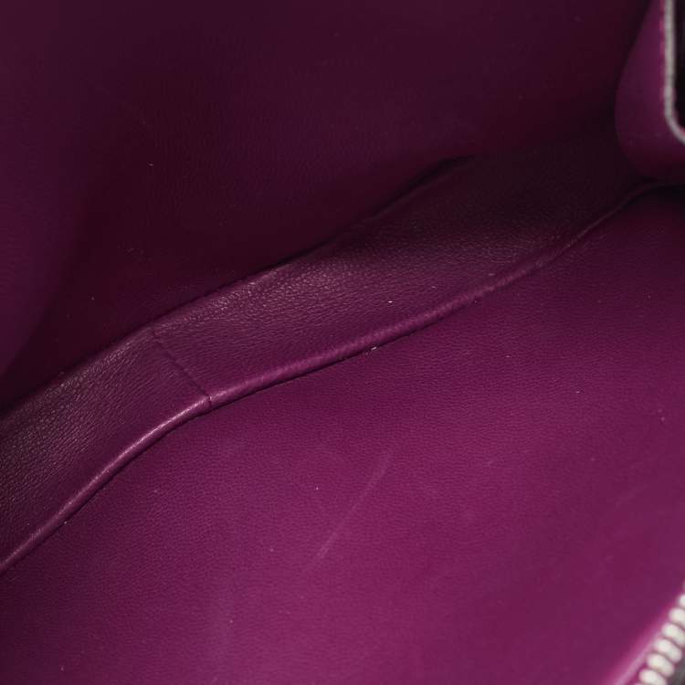 Pre Owned Loro Piana Purple Leather Mini Clui Crossbody Bag