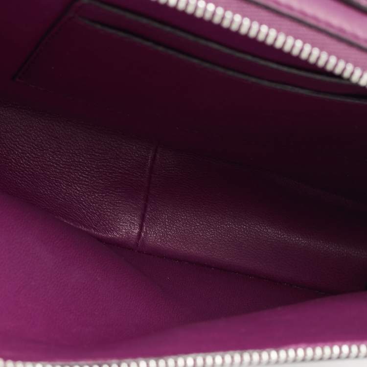 Pre Owned Loro Piana Purple Leather Mini Clui Crossbody Bag