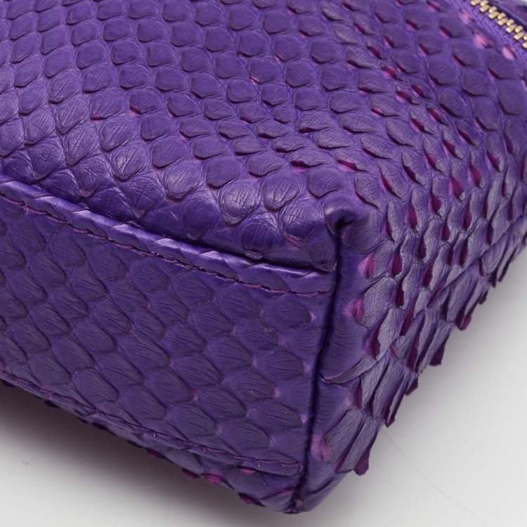 Pre Owned Loro Piana Purple Snakeskin L19 Pouch 