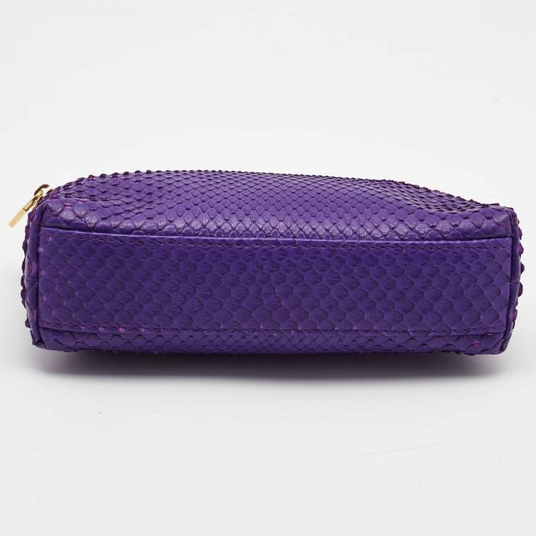 Pre Owned Loro Piana Purple Snakeskin L19 Pouch 