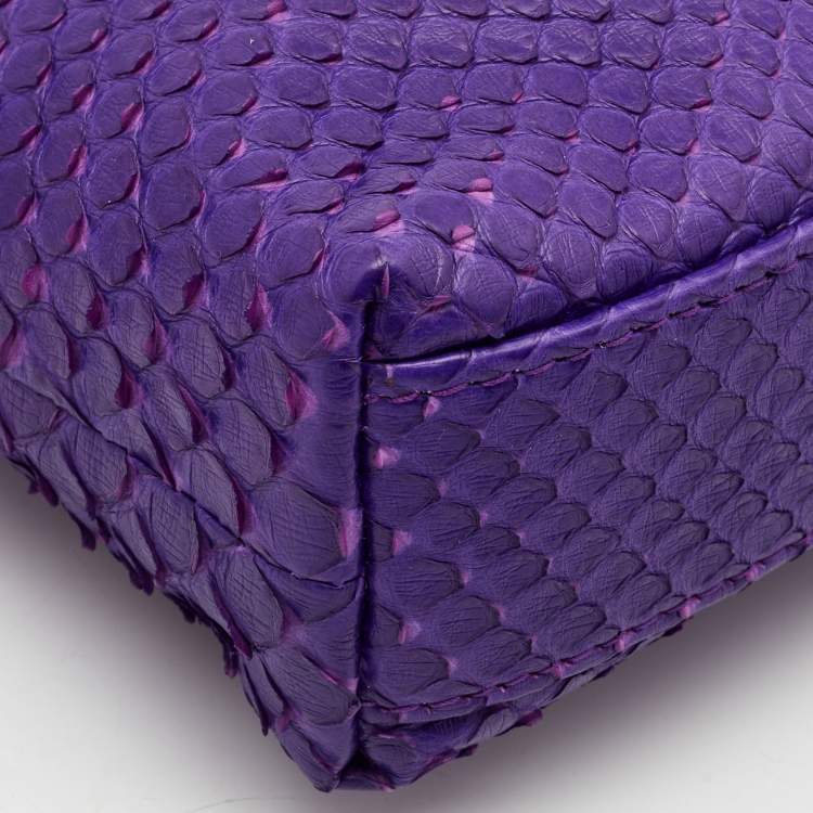 Pre Owned Loro Piana Purple Snakeskin L19 Pouch 
