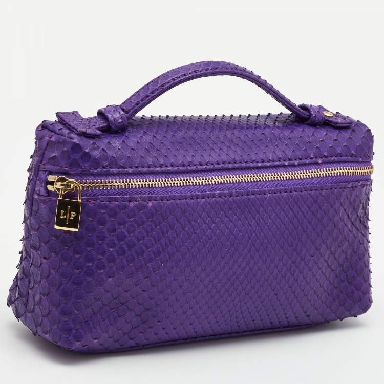 Pre Owned Loro Piana Purple Snakeskin L19 Pouch 
