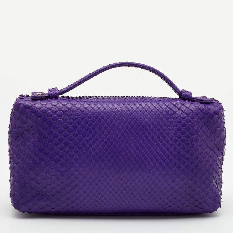 Pre Owned Loro Piana Purple Snakeskin L19 Pouch 