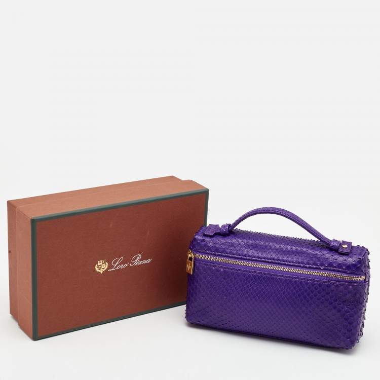 Pre Owned Loro Piana Purple Snakeskin L19 Pouch 