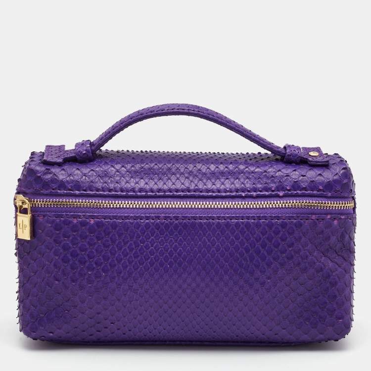 Pre Owned Loro Piana Purple Snakeskin L19 Pouch 