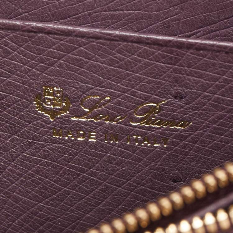 Pre Owned Loro Piana Purple Ostrich Zip Coin Purse