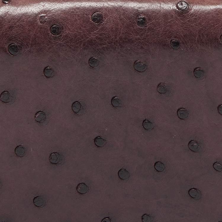 Pre Owned Loro Piana Purple Ostrich Zip Coin Purse